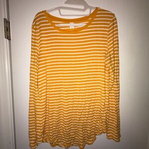 Old Navy Yellow and White Striped Long Sleeve Top